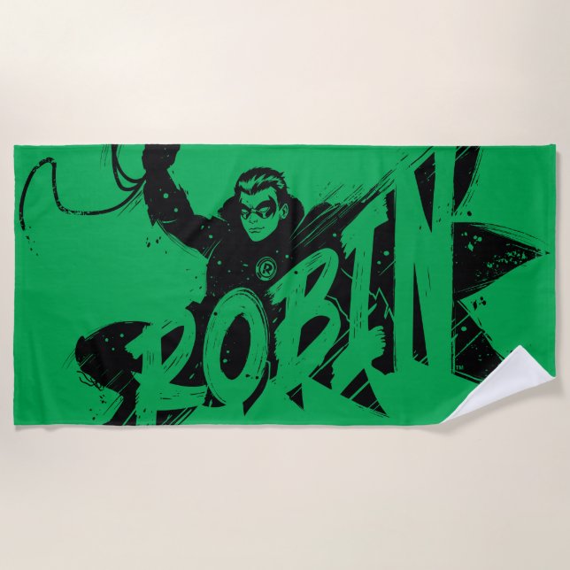 Robin Ink Brush Name Beach Towel (Front)