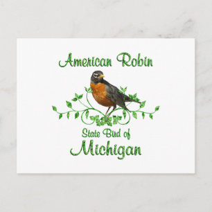Robin Michigan Bird Postcard
