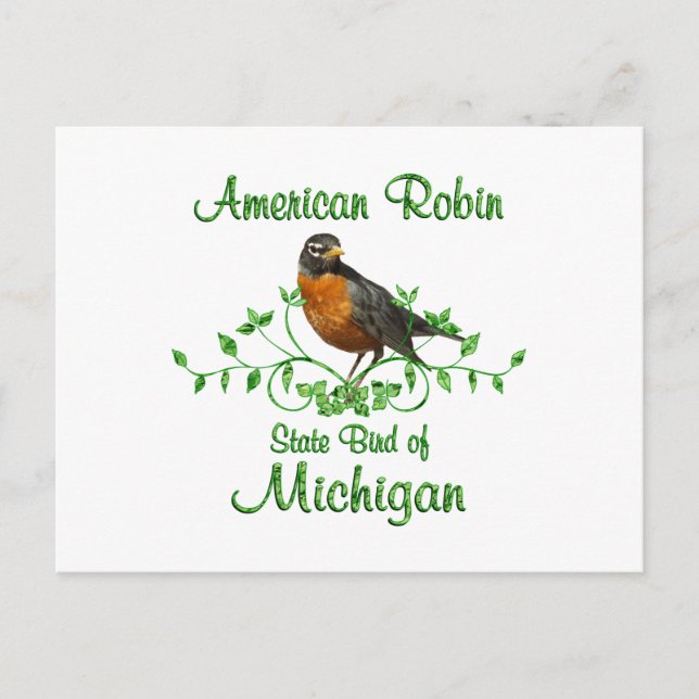 Robin Michigan Bird Postcard (Front)