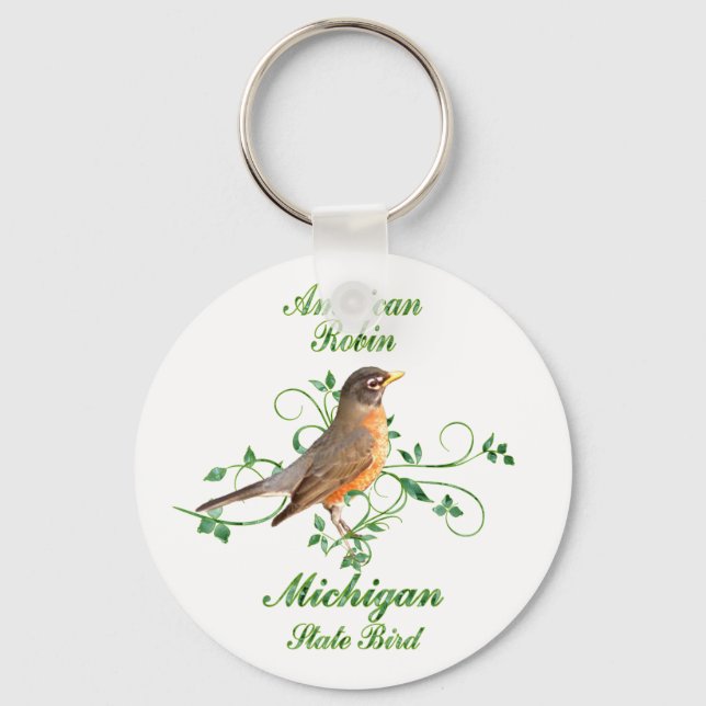 Robin Michigan State Bird Key Ring (Front)