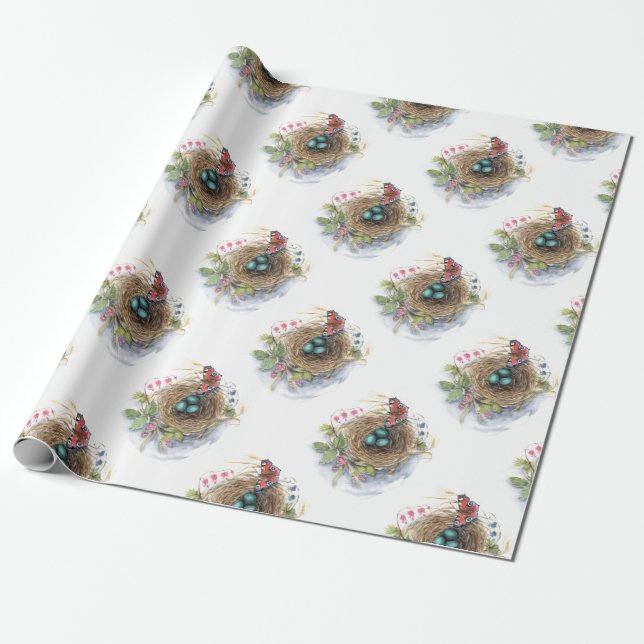 Robin Nest Wrapping Paper (Unrolled)