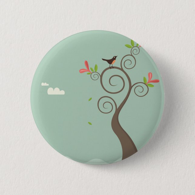 Robin on a Tree 6 Cm Round Badge (Front)