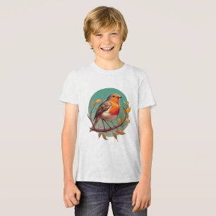 Robin on Branch Circular Portrait Tri-Blend Shirt