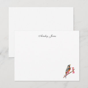 Robin on cherry tree watercolor Thank You Card