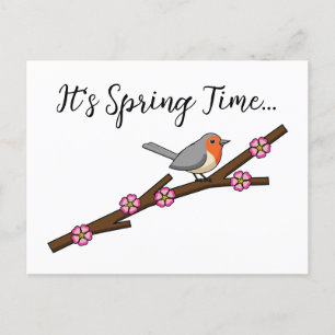 Robin on Sakura   Add your Text Holiday Postcard