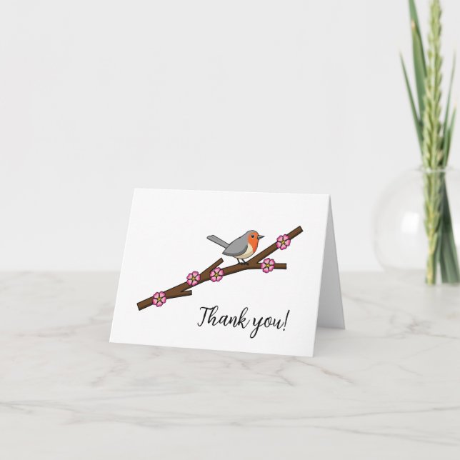 Robin on Sakura | Add your Text Thank You Card (Front)