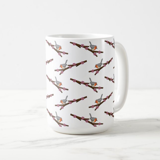 Robin on Sakura Coffee Mug (Front Right)