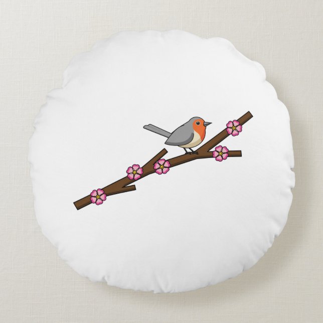 Robin on Sakura Round Cushion (Front)