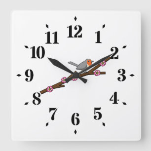 Robin on Sakura Square Wall Clock