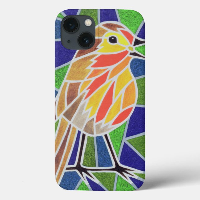 Robin on Stained Glass Case-Mate iPhone Case (Back)