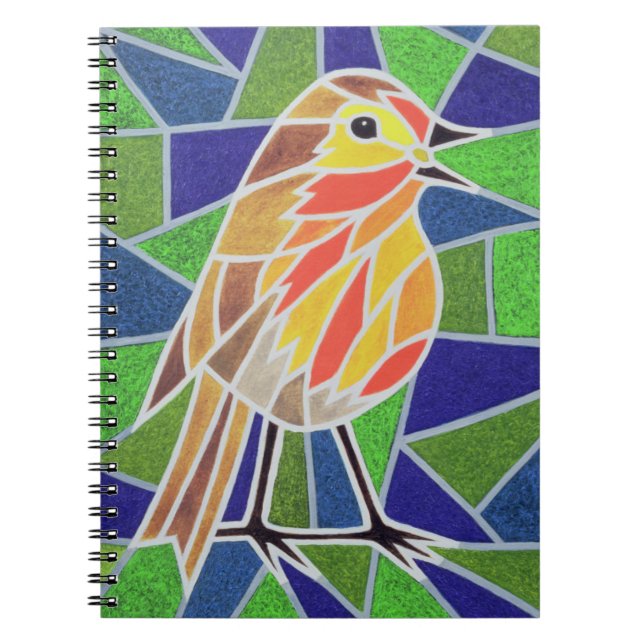 Robin on Stained Glass Notebook (Front)