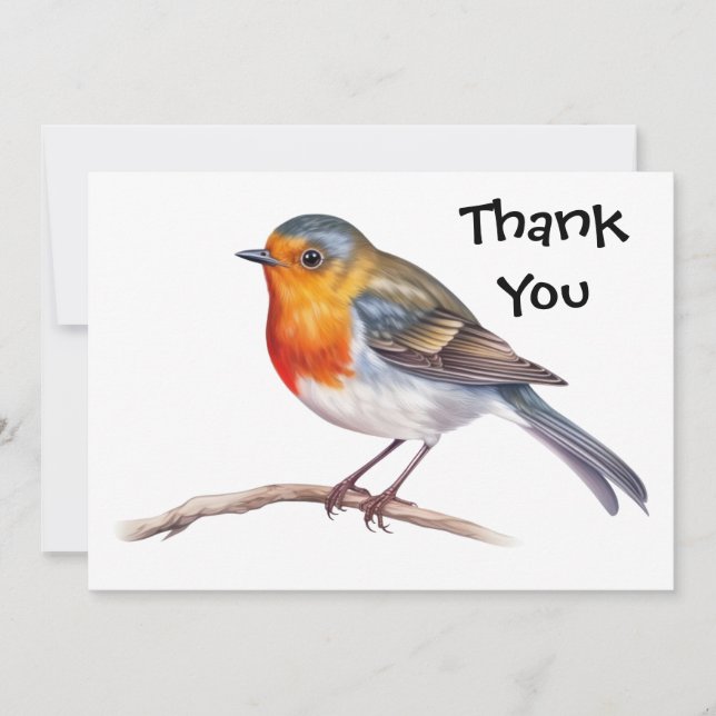  Robin on tree  brach   Flat Thank You Card (Front)