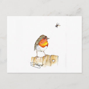 Robin Original Watercolor Design Postcard