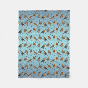 Robin Party Fleece Blanket (Sky Blue Mix)