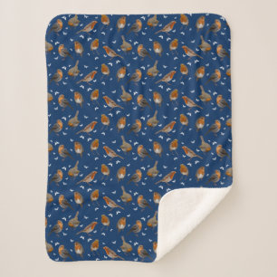 Robin Party Sherpa Blanket (Navy)