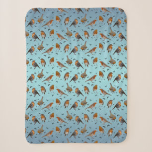 Robin Party Sherpa Blanket (Sky Blue Mix)