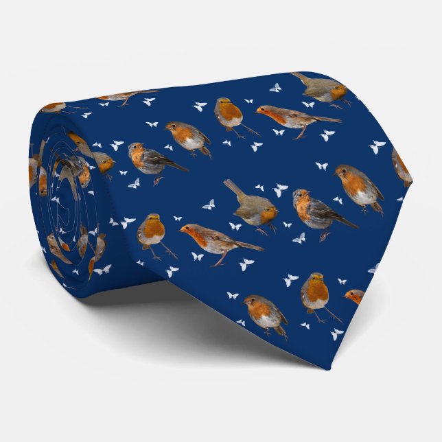 Robin Party Tie (Navy) (Rolled)