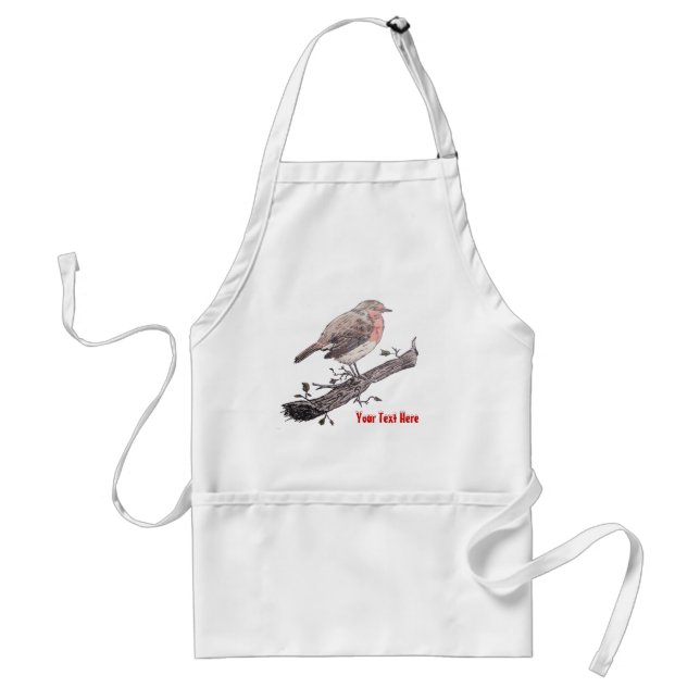 Robin perched on ivy leaf wild bird standard apron (Front)