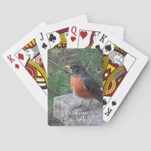 Robin Photo Personalised Name  Playing Cards