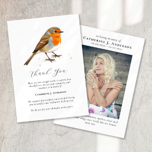 Robin Photo Sympathy Funeral Memorial Thank You Card