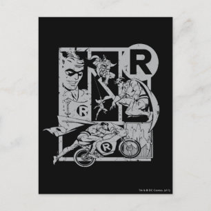 Robin - Picto Grey Postcard