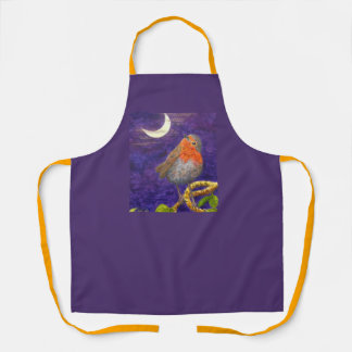 Robin pondering Moon apron