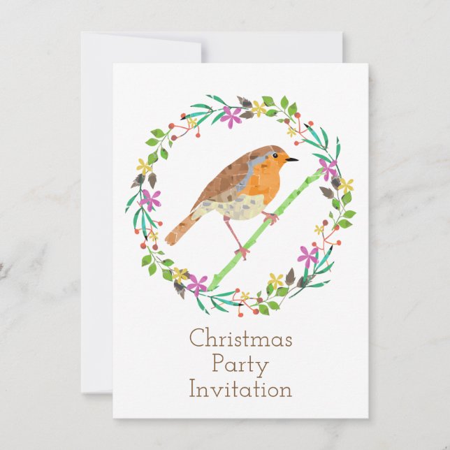 Robin Red Breast, bird of Christmas Invitation (Front)