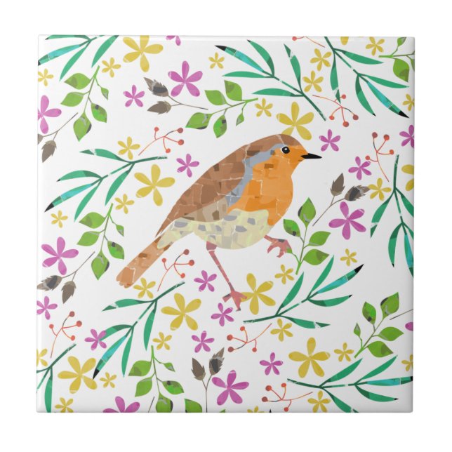 Robin Red Breast, bird of Christmas Tile (Front)