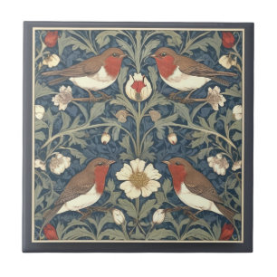 Robin Red Breast Birds William Morris style Bird Tile