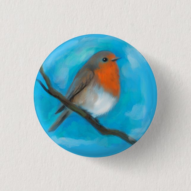 Robin redbreast  3 cm round badge (Front)
