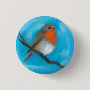 Robin redbreast 3 cm round badge