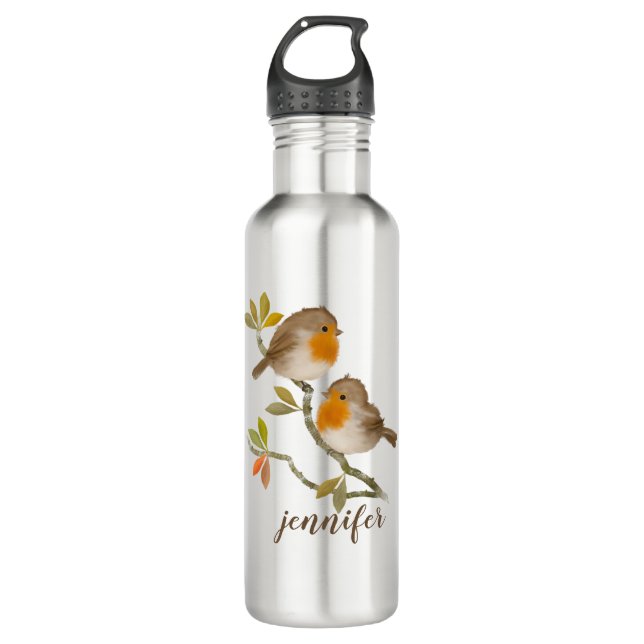 Robin Redbreast Birds Personalised Travel Mug (Front)