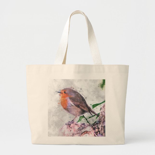 Robin Redbreast Large Tote Bag (Front)