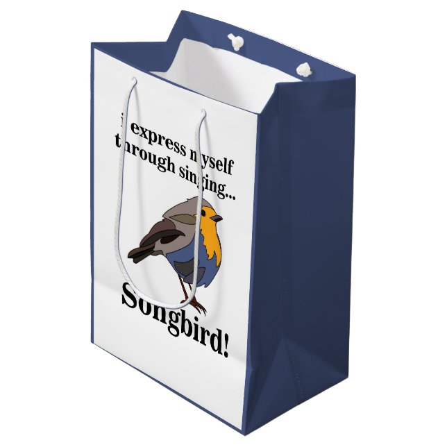 Robin Redbreast Songbird Medium Gift Bag (Front Angled)