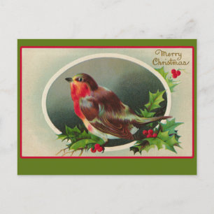 Robin Redbreast Vintage Christmas Card