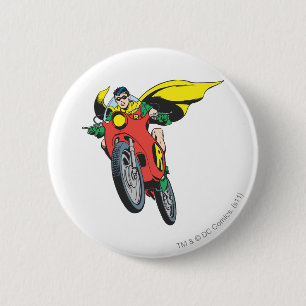 Robin Rides 2 6 Cm Round Badge
