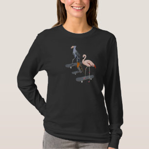 Robin Shoebill Flamingo Bird Skateboard Birdwatche T-Shirt