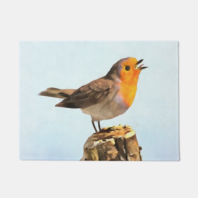 Robin singing  doormat (Front)