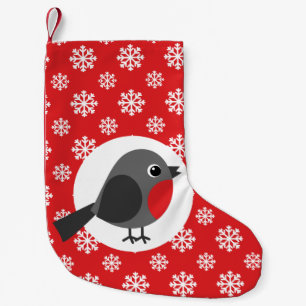 Robin Snowflakes Red Small Christmas Stocking