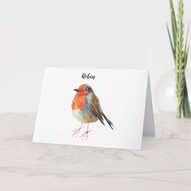 Robin watercolor painted bird. Nice card. Card (Front)