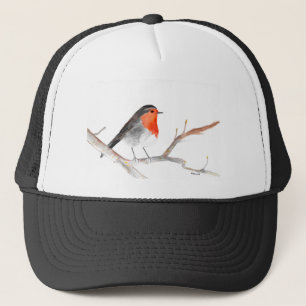 Robin watercolour painting Christmas art Trucker Hat