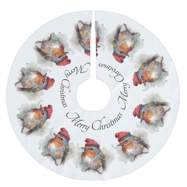 Robin Winter Delight, custom Brushed Polyester Tree Skirt (Front)