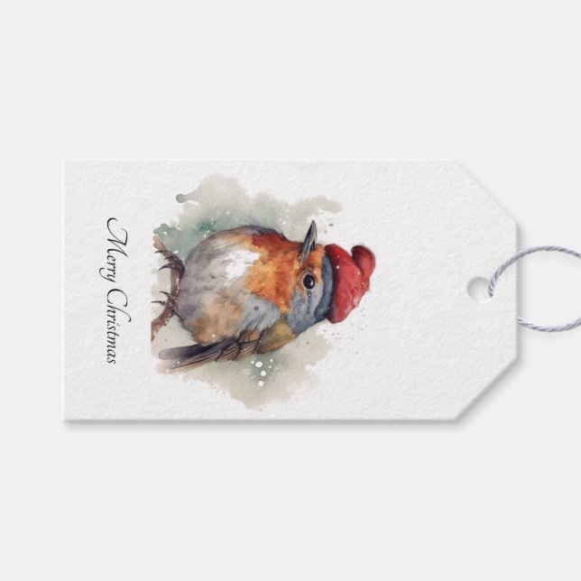 Robin Winter Delight, custom Gift Tags (Front (Horizontal))