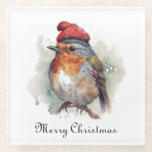 Robin Winter Delight, custom Glass Coaster