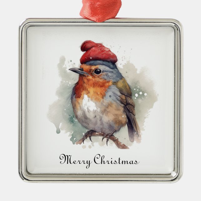 Robin Winter Delight, custom Metal Tree Decoration (Front)