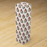 Robin Winter Delight Wine Box<br><div class="desc">Present your holiday wine in a uniquely charming way with our "Robin Winter Delight" all-over wine box. This festive box is beautifully covered with a delightful repeating pattern featuring the watercolor illustration of a red robin, bundled up for winter in a festive red and white striped beanie topped with a...</div>