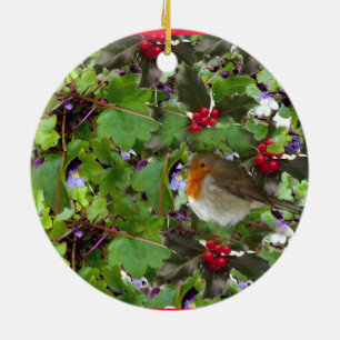 Robin with holly and ivy - christmas decoration