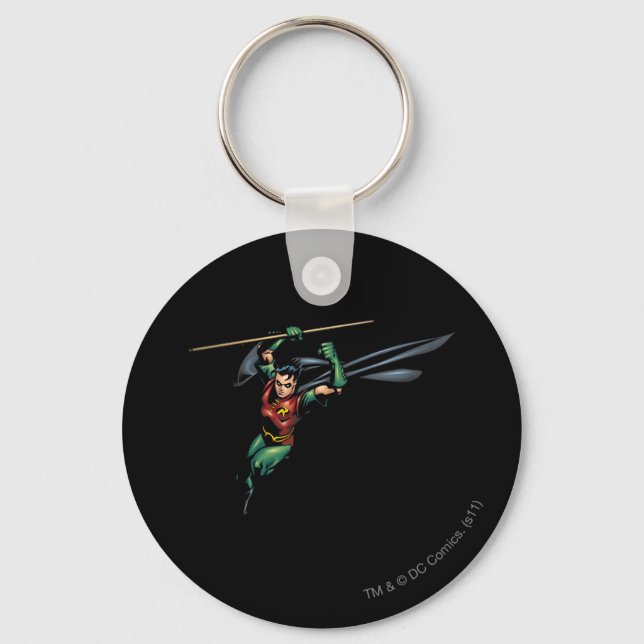 Robin with Staff - Leaps Key Ring (Front)