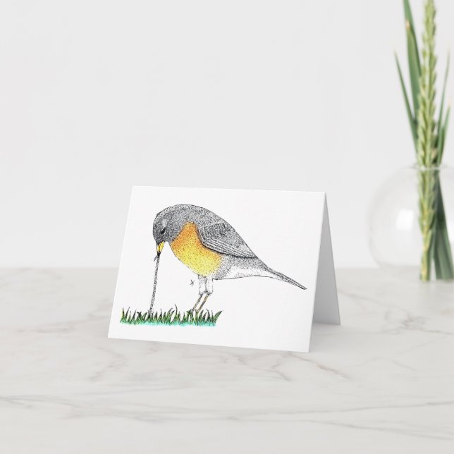Robin with Worm Card (Front)