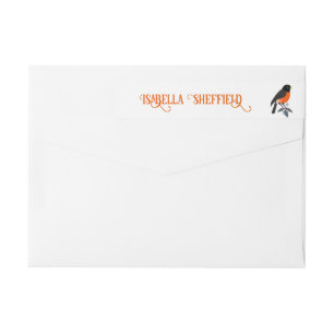 Robins And Flowers Wrap Around Label